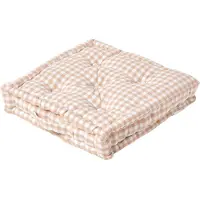 Homescapes SITZKISSEN beige kariert 40/40/8 cm – Bodenkissen Vichy-Karo