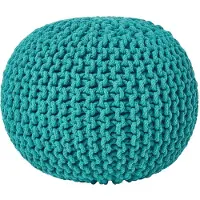 Homescapes STRICK-POUF petrol-grün, 40/40/35 cm