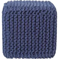 Homescapes STRICK-POUF dunkelblau, Sitzwürfel 35/35/35 cm