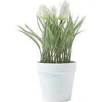 Homescapes KUNSTBLUMEN Tulpen weiß im Blumentopf, 22 cm
