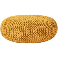 Homescapes STRICK-POUF senfgelb, Bodenkissen rund 70/70/23 cm