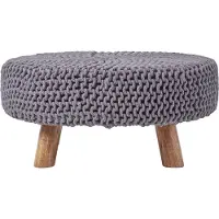 Homescapes STRICK-HOCKER grau, rund 62/62/30 cm
