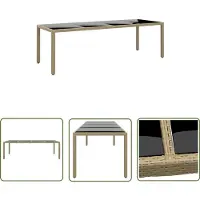 The Living Store Gartentisch mit Glasplatte Beige Poly Rattan
