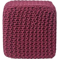 Homescapes STRICK-POUF weinrot, Sitzwürfel 35/35/35 cm