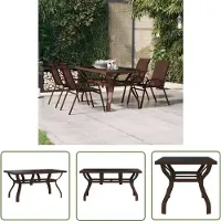 The Living Store Gartentisch Braun und Schwarz 140x70x70 cm Stahl und Glas