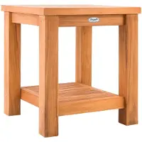 CLP Beistelltisch outdoor Keaton Teakholz, Gartentisch wetterfest mit zwei Ablagen, Teaktisch für Garten, Terrasse und Balkon