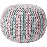 Homescapes STRICKPOUF rund, blau-rosa gestreift, 40/40/35 cm