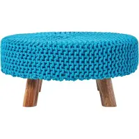Homescapes STRICK-HOCKER türkis, rund 62/62/30 cm