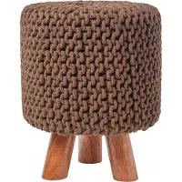 Homescapes STRICK-HOCKER braun, Dreibein 32/32/42 cm