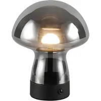 TRIO Tischlampe Dooley Wiederaufladbar mit Rauchglas