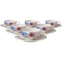 Villeroy & Boch 6er Set Teetassen mit Untertassen Mariefleur Gris Basic 150 ml in bunt | Gr.: onesize