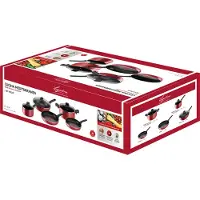 Lagostina Cucina Mediterranea, Gemischtes Set, Rot, Aluminium, Titan Einfach, Schwarz, Bakelit