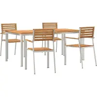 vidaXL Garten Essgruppe 5 stk. Massives Teakholz und Edelstahl