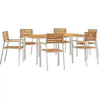 vidaXL Garten Essgruppe 7 stk. Massives Akazienholz und Edelstahl