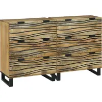 vidaXL Sideboard Set 2 stk. Natur 120 x 33 x 75 cm Massivholz Mango