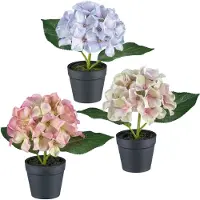 Creativ Green Kunstblume "Mini-Hortensie in Pastellfarben" mit Glitzerschimmer