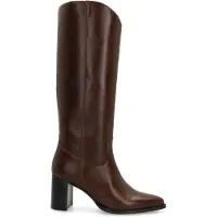 Manfield Dunkelbraune Lederstiefel mit Absatz | Größe 39