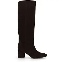 Manfield Dunkelbraune Veloursleder-Stiefel mit Absatz | Größe 41