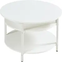 En.casa Couchtisch 'Kandas' mit Hebeplatte rund 70 x 49 cm Stahlgestell Weiß