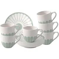 Villeroy & Boch Tasse "Espressotassen mit Untertassen Fleur Couleur 70 ml 6er Set", grün (vert), B:11,7cm H:8cm Ø:11,7cm, Porzellan, Trinkgefäße, Tasse, Spülmaschinenfest, Mikrowellensicher