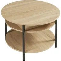 En.casa Couchtisch 'Kandas' mit Hebeplatte rund 70 x 49 cm Stahlgestell Eicheoptik