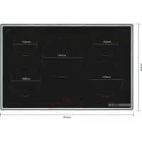 Bosch Serie 6 PIV845HB1E, Schwarz, Integriert, 80 cm, Zonen-Induktionskochfeld, Glaskeramik, 5 Zone(n)