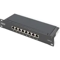 Digitus CAT 6, Klasse E Patch Panel, geschirmt, schwarz, RJ-45, Schwarz, Rackeinbau, 1U, UL, 180 mm