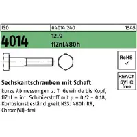 Hörger & Geßler Sechskantschraube ISO 4014 m.Schaft M 12 x 100 12.9 flZnL 480h zinklamellenbesch.