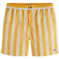 Scotch & Soda Herren Badehosen Striped Mid-length Swimshort - Geel - Größe XXL