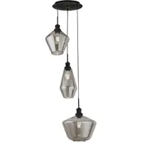 Searchlight Vide Hängelampe Mia 3 Lichtschwarz mit Rauchglas