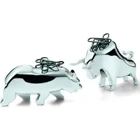 Philippi Bull & Bear silberner Büroklammerhalter