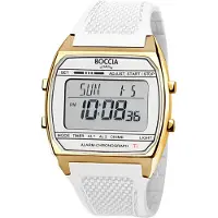 Boccia 3738-04 Uhr in Unisexgröße Digital Titan Weiß/Goldfarben