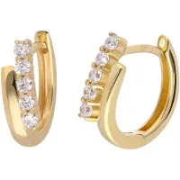 GLIZZ GL8566 Damen-Ohrringe Gold 333 / 8K Zirkonia Klapp-Creolen