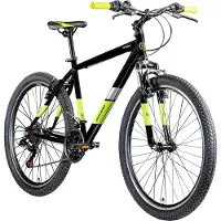 Galano GA260 26 Zoll Mountainbike 160 - 185 cm MTB Hardtail Fahrrad 21 Gänge V-Brakes Damen Herren Jugendliche unisex, Farbe:schwarz/grün, Rahmengröße:46 cm