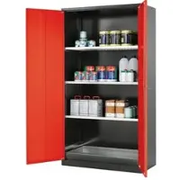 ASECOS Chemikalienschrank CS-CLASSIC, Flügeltüren, Front Verkehrsrot, B 1055 x T 520 x H 1950 mm