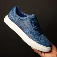 Lureaux Blue Paisley Panther Sneakers - - Schöne bunte Schuhe - Einzigartiger Druck - Herren