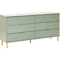 Beliani Kommode Grün Faserplatte mit 6 Schubladen Goldene Griffe Helle Holzfüße Modernes Retro-Design Mehrzweckkommode Sideboard für Schlafzimmer