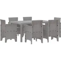 vidaXL Garten Essgruppe 7 stk. Hellgrau Polt Rattan