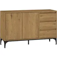 En.casa Sideboard 'Kistiandi' mit 2 Türen und 3 Schubladen 77 x 120 x 40 cm Eicheoptik, dunkel