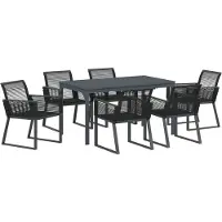 vidaXL Garten Essgruppe 7 stk. Schwarz Poly-Rattan