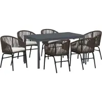 vidaXL Garten Essgruppe 7 stk. Braun Poly-Rattan