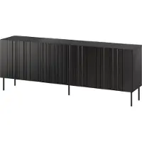 Halmar Cama Kommode ISLA 200x40x75 mattschwarz, Schwarz, Partikelbord, Einfarbig, Modern, Rechteckig, Partikelbord