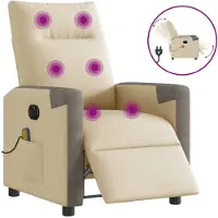 vidaXL Massagesessel Elektrisch Creme Stoff