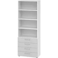 Hammerbacher Regal 6OH, 4 Schübe, BS Weiss/Grau