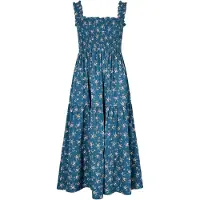 Apricot Midikleid "Gestuftes Kleid mit Orchideenprint", Damen, Gr. XS (34), N-Gr, blau, gewebt, Obermaterial: 100% Viskose CV., geblümt, normal, eckiger Ausschnitt, Kleider Midikleid, mit Smokdetails