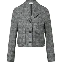 Comma Jackenblazer , Damen, Gr. 44, grau (grau check), Web, Obermaterial: 53% Viskose, 45% Polyester, 2% Elasthan, gemustert, regular fit taillenbedeckt, Blazer Jackenblazer, mit Muster