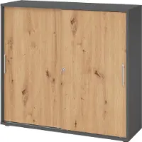 Hammerbacher Schiebetürschr. 3OH 120cm RE Graphit/Asteiche