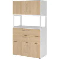Hammerbacher Kombischrank, 4OH, weiss/eiche