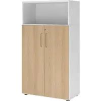 Hammerbacher Regalschrank FlexWall, VFW48T3KG/W/E/BS weiss, eiche 3 Fachböden 80,0 x 40,0 x 145,0 cm