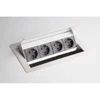 Hjh OFFICE PRO ELDOSE0 | Steckdosenleiste (ohne Fr?sung) | 4 x Steckdose - Silber